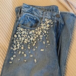 rag & bone Crystal Embellished Blue Jeans